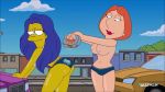  ass breasts crossover family_guy lois_griffin marge_simpson nipples panties smile the_simpsons thighs 