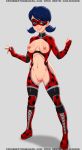  1girl blue_eyes breasts crisisbeat exposed_breasts exposed_pussy female female_only hairless_pussy marinette_cheng mask miraculous_ladybug partially_clothed pussy solo standing 