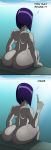  1girl ass ass_focus back_to_viewer bare_ass completely_nude dat_ass dc_comics edit female_only female_solo high_resolution large_ass looking_at_viewer meme nude purple_hair raven_(dc) ravenravenraven short_hair sitting solo teen_titans third-party_edit 