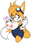 &lt;3 1girl 2018 absurd_res anthro big_breasts black_nose blue_eyes breasts canine clothing crossgender dipstick_tail eyewear flashing fox fur furry genderswap gloves goggles high_res mammal miles_&quot;tails&quot;_prower millie_tailsko multicolored_tail nipples sega simple_background smile sonic_the_hedgehog_(series) video_games watatanza white_fur yellow_fur
