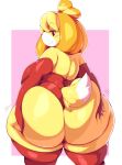  1girl 1girl 2018 animal_crossing anthro ass big_ass canine clothing digital_media_(artwork) furry huge_ass isabelle_(animal_crossing) looking_at_viewer looking_back mammal nintendo slightly_chubby thick_thighs trinity-fate62 video_games 