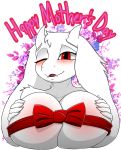  1girl 2018 alpha_channel anthro big_breasts blush boss_monster breasts desertkaiju digital_media_(artwork) english_text fur furry hair happy_mother&#039;s_day highres holidays horn huge_breasts mammal mature_female milf mother&#039;s_day open_mouth parent simple_background smile text toriel transparent_background undertale video_games 