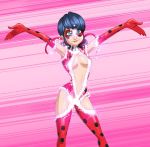  1girl alluring blue_eyes bodysuit female female_only henshin marinette_cheng mask miraculous_ladybug partially_clothed solo 