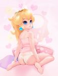  1girl ass black-rayal blonde_hair blue_eyes clothed crown feet female female_only looking_at_viewer panties princess_peach soles super_mario_bros. toes 