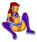  1girl big_breasts breasts dc_comics dc_comics female_focus green_eyes hourglass_figure incogneato long_hair pinup pinup_pose pose starfire tagme teen_titans wide_hips 