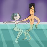 black_eyes black_hair breasts cartoon_network codl_(artist) commission dyed_hair goth green_hair gwen_(tdi) hot_tub hourglass_figure nude pale-skinned_female partially_submerged thick_ass thick_legs thick_thighs total_drama_island trent_(tdi) two_tone_hair underwater