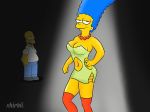  breasts hand_on_hip homer_simpson marge_simpson minidress smile stockings the_simpsons thighs 
