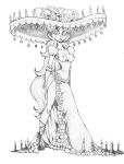  1girl breasts clothed dress exposed_breasts face_paint female female_only hat la_muerte long_hair looking_at_viewer monochrome rodjim standing the_book_of_life transparent_background 