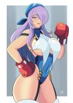  1girl 1girl 1girl alluring alternate_costume bandana bare_arms bare_thighs big_breasts boxing_gloves camilla_(fire_emblem) cosplay crossover female_only fire_emblem fire_emblem_fates garter_straps gloves hair_over_one_eye ihsnet leotard long_hair looking_at_viewer nintendo open_mouth purple_eyes purple_hair rival_schools sideboob thighs tiffany_lords_(cosplay) under_boob 