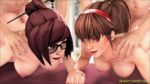  16:9_aspect_ratio 2boys 2girls 3d animated ass bent_over bouncing_breasts breasts brown_hair dead_or_alive doggy_position female hitomi_(doa) large_breasts large_filesize looking_at_viewer loop male megane mei-ling_zhou multiple_boys multiple_girls nipples no_audio nude overwatch ponytail spizder spizzy taken_from_behind tied_hair uncensored video webm 