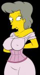  1girl black_background breasts clothed clothing croc_(artist) dress helen_lovejoy hot sexy sexy_body simple_background the_simpsons 