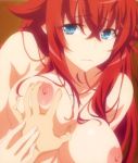  1girl 1girl big_breasts blue_eyes breast_grab breasts groping high_resolution high_school_dxd high_school_dxd_hero long_hair nipples nude red_hair rias_gremory screen_capture stitched 
