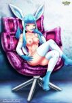 1girl bbmbbf breasts crossed_legs_(sitting) female female_only female_pokemon glaceon humanized nintendo no_bra no_panties palcomix pokemon pokepornlive sitting solo stockings