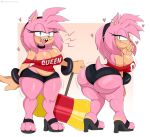  &lt;3 1girl 1girl 2021 absurd_res amy_rose anthro ass big_ass big_breasts blush breasts clothing ear_piercing eulipotyphlan furry green_eyes hedgehog high_res huge_ass jinu looking_at_viewer looking_back mammal piercing pink_body sonic_the_hedgehog_(series) thick_thighs wide_hips 