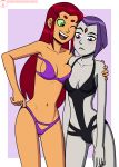  dc dc_comics green_eyes incognitymous_(artist) raven_(dc) red_hair starfire tagme teen_titans 