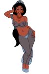  1girl aladdin_(series) alluring black_hair breasts disney female mostly_nude panties princess_jasmine see-through see-through_clothes transparent_background 