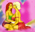  2girls artist_request big_breasts breasts calliope calliope_juniper cartoon fanart kissing sara_sloane the_simpsons yuri 