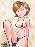 bra breasts helen_parr leg_up smile the_incredibles thighs thong 