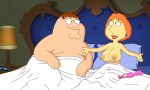  bed bedroom bra erect_nipples family_guy huge_breasts lois_griffin peter_griffin topless 