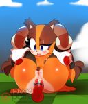  1girl 2018 anal anal_penetration anthro anus badger blue_eyes digital_media_(artwork) disembodied_hand disembodied_penis female furry hair higgyy long_hair male male/female male_penetrating mammal mustelid open_mouth patreon penetration penis pigtails pussy sega solo_focus sonic_boom sticks_the_jungle_badger testicles thick_thighs tongue tongue_out url vagina 