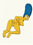  anus ass blue_hair breasts erect_nipples marge_simpson nude pearls shaved_pussy the_simpsons thighs yellow_skin 