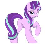  1girl ass cutie_mark featureless_crotch female female_unicorn friendship_is_magic horn looking_at_viewer my_little_pony nude pony starlight_glimmer starlight_glimmer_(mlp) tail unicorn white_background 
