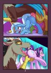 1boy 2girls all_fours anus comic cutie_mark discord_(mlp) doggy_position draconequus erection fearingfun female_unicorn friendship_is_magic from_behind horn interspecies my_little_pony oral penetration penis pony pussy pussylicking sex size_difference starlight_glimmer tail threesome tongue_in_pussy trixie unicorn wings