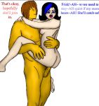 1_girl 1boy 1boy1girl 1girl alina_grey alternate_universe artist_request bad_art bad_quality carrying child duo english_text female frisk frisk_(undertale) glitchtale hetero integrity loli lolicon male male/female male_frisk naked nude nude_female nude_male poor_quality poorly_drawn straight text undertale_au undertale_fanfiction white_background yellow_skin