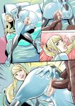  anal anal_invitation ass_focus ass_grab blonde_hair clothed_female_nude_male clothed_sex doggy_position exposed_pussy happy_sex huge_penis interracial invitation looking_at_partner looking_back metroid multiple_views on_bed open_mouth samus_aran sequential spread_anus spread_ass tekuho_(artist) testicle top-down_bottom-up torn_bodysuit torn_clothes uncensored veiny_penis 
