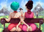  anal_access assisted_exposure black_panties bulma_brief chichi days dragon_ball_z dress_lift exposed_ass fingering fingering_pussy goku outside panties_aside panty_pull red_panties sitting uncensored vaginal_juices vegeta 