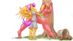  1girl anthro anthrofied apple big_macintosh blush breasts clothed clothed_sex clothing crossgender duo earth_pony equine feathered_wings feathers food freckles friendship_is_magic fruit furry genderswap horse male male/female mammal my_little_pony orange_feathers pegasus pony scootaloo sex tree vaginal weasselk wings 