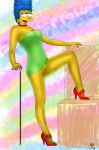  breasts high_heels marge_simpson minidress nipples pussy the_simpsons 