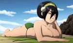 ass avatar:_the_last_airbender big_ass big_breasts bikini breasts female ravenravenraven solo swimsuit tease toph_bei_fong topless 