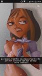  authorialnoice black_eyes breasts breasts_out_of_clothes brown_hair brown_skin cartoon_network courtney_(tdi) dark-skinned_female freckles hourglass_figure latina short_hair snapchat thick_ass thick_legs thick_thighs total_drama_island 