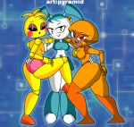 big_ass breasts crossover female_only five_nights_at_freddy&#039;s_2 hand_on_ass hugging jenny_wakeman my_life_as_a_teenage_robot ok_k.o.!_let&#039;s_be_heroes pyramid_(artist) robot_girl shannon_boxman toy_chica yuri