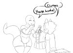  anthro bulge canine dialogue dog duke_(thecon) furry girly lizard male male/male mammal reptile scalie thecon thick_thighs 