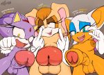  2017 3girls anthro areola bat blaze_the_cat breast_size_difference breasts cat clothing degradation dialogue erect_nipples excito eyelashes feline female female_only first_person_view futanari gloves group highres humiliation lagomorph large_breasts laugh looking_at_viewer low-angle_view mammal middle_finger navel nipples nude open_mouth penis penis_shaming pointing rabbit rouge_the_bat sega small_penis_humiliation smile sonic_(series) submissive submissive_pov tan_testicles testicles vanilla_the_rabbit worm&#039;s-eye_view 