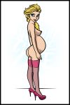  1girl ass blonde_hair braid elsa elsa_(frozen) female female_human female_only frozen_(movie) high_heels human mostly_nude no_bra no_panties pregnant pregnant_belly pregnant_female sideboob solo standing stockings swimsuitcheesecake 