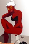  1girl big_breasts breasts dc dc_comics dcau female forehead_jewel four_eyes morganagod multiple_eyes raven_(dc) red_skin solo teen_titans trigon white_hair yellow_eyes 