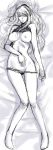  1girl areola areolae bangs bare_shoulders barefoot bed breasts breasts_apart crop_top dakimakura from_above full_body groin hair_between_eyes hand_on_own_stomach high_ponytail large_breasts legs long_hair looking_at_viewer lying metroid michael monochrome mound_of_venus nintendo nipples no_bra no_panties nude on_back panties panty_pull parted_lips ponytail samus_aran scrunchie shirt_lift short_shorts shorts shorts_pull sidelocks sketch sleeveless sleeveless_turtleneck solo thigh_gap turtleneck underwear 