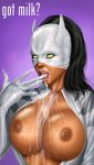 ava_ayala breasts cum dark-skinned_female dark_skin got_milk? licking marvel marvel_comics milk nipples spider-man_(series) ultimate_spider-man white_tiger_(marvel)