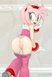 1girl amy_rose anus ass female greenhand looking_back looking_behind panties pussy sega solo sonic sonic_the_hedgehog_(series) text