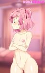  1girl crossed_arms doki_doki_literature_club dokisnacc natsuki_(doki_doki_literature_club) pink_hair pout 