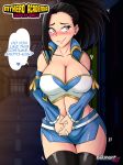  1girl alternate_costume big_breasts black_hair breasts cosplay fairy_tail impossible_clothes long_hair lucy_heartfilia microskirt miniskirt momo_yaoyorozu my_hero_academia revealing_clothes skirt 