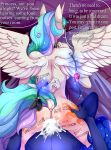  2018 2girls absurd_res anal anthro body_writing cutie_mark dialogue dock duo english_text equine feathered_wings feathers friendship_is_magic furry futa_on_female futanari hair high_res horse incest kuroran long_hair mammal multicolored_hair my_little_pony pony princess princess_celestia princess_luna royalty sex sibling sisters text wings 