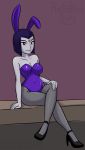  big_breasts breasts bunny_ears bunny_girl bunnysuit cleavage crossed_legs dc dc_comics dcau female legs_crossed non-nude raven_(dc) relatedguy smile solo teen_titans 