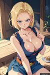 1girl ai_generated android_18 blonde_hair breasts dbz dragon_ball dragon_ball_z nipples nsfw nude trynectar.ai