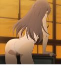  1girl ass brown_hair censored completely_nude dark_skin gif groping high_resolution large_filesize long_hair mary_jane_(company) masturbation nude one-piece_tan pettanko sayama_chie shoujo_ramune table_humping tan_line tanned 