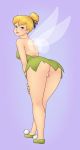  1girl anus ass big_ass big_breasts breasts clothed disney disney_fairies dress fairy fairy_wings female looking_at_viewer looking_back no_panties peter_pan pussy rapps solo tinker_bell wings 