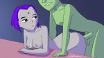  1girl areola beast_boy bouncing_breasts breasts dc_comics from_behind gif latenightsexycomics male nipples nude raven_(dc) sex straight teen_titans young_adult 
